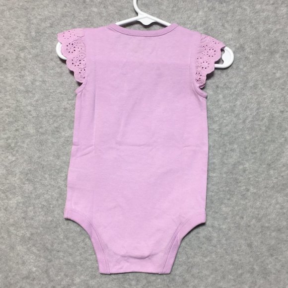 Cat and Jack Bodysuit 6-9 months Baby Infant Short Sleeve Purple Lace Sleeve New - Picture 2 of 8